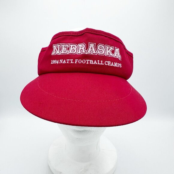 Vintage Nebraska Cornhuskers 1994 National Football Champions Red Strap Visor - Picture 2 of 8